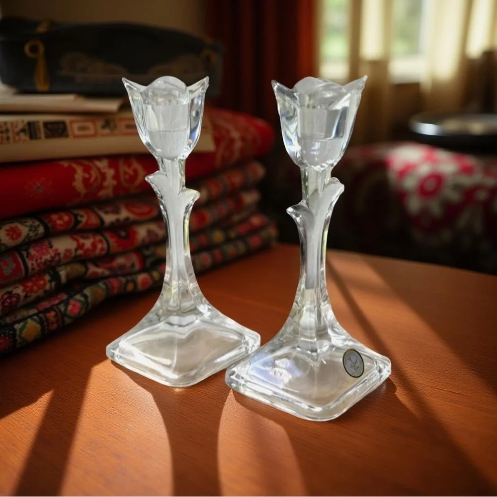 Elegant Crystal Tulip Candle Holders